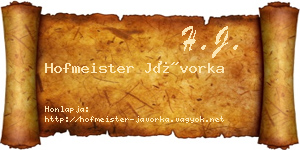 Hofmeister Jávorka névjegykártya